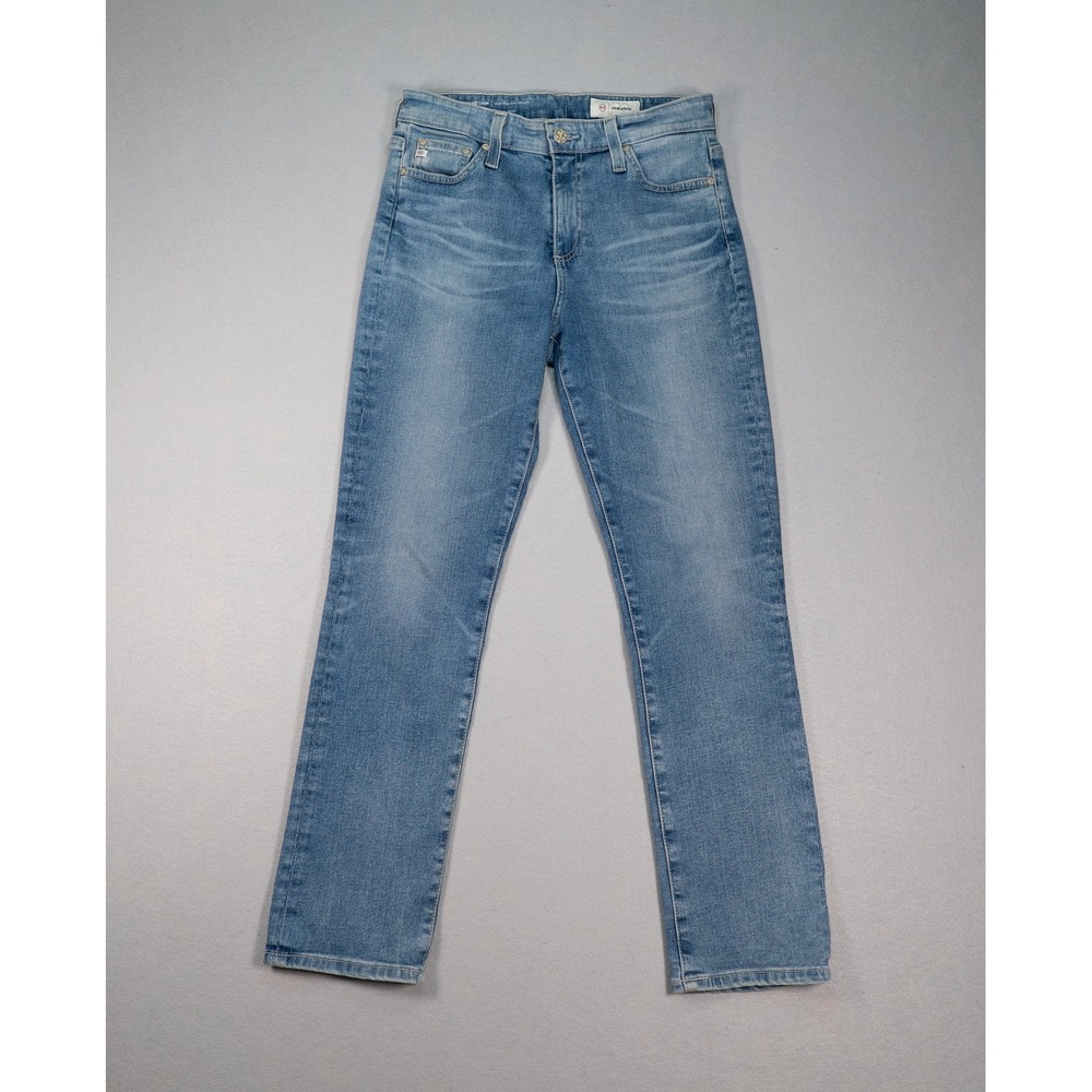 AG Adriano Goldschmied Mari Crop High Rise Slim Straight Jeans 27R Light Wash